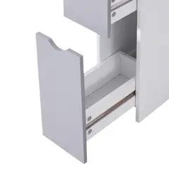 HOMCOM Tall Bathroom Cabinet, Freestanding Bathroom Storage Cabinet with 2-Tier Shelf and Drawers, Narrow Cupboard Storage Unit, White, Grey - 9