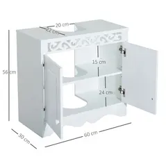 HOMCOM Bathroom Under Sink Storage Cabinet 2 Door Wooden Cupboard Vanity Units - 3