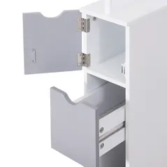 HOMCOM Tall Bathroom Cabinet, Freestanding Bathroom Storage Cabinet with 2-Tier Shelf and Drawers, Narrow Cupboard Storage Unit, White, Grey - 7