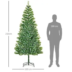 HOMCOM 7FT Indoor Christmas Tree Artificial Decoration Xmas Gift with Metal Stand Branch Tips - 3