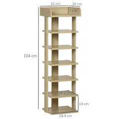 HOMCOM 7 Tier Shoe Rack Organizer Storage Shelf Wooden Display Cabinet for Entryway Living Room Bedroom Oak - 3
