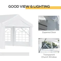 Outsunny 8m x 4m Garden Gazebo Marquee Wedding Shelter Level 4 Wind Protection, White - 7