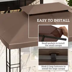 Outsunny 3x4m Gazebo Replacement Roof Canopy 2 Tier Top UV Cover Garden Patio Outdoor Sun Awning Shelters, Brown  (TOP COVER ONLY) - 5