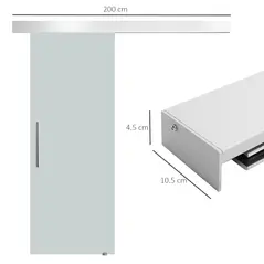 HOMCOM 90cm Modern Sliding Door Set Kit w/ Frosted Glass Door Aluminium Rail Opaque Home Decoration DIY Office Style - 3