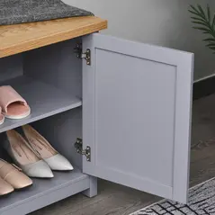 HOMCOM Shoe Cabinet, Modern Shoe Bench with 2 Doors for Hallway, Entryway, Grey - 9