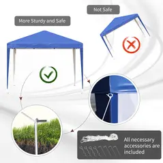 Outsunny 3 x 3M Garden Pop Up Gazebo Height Adjustable Marquee Party Tent Wedding Canopy with Carrying Bag, Blue - 7
