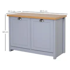 HOMCOM Shoe Cabinet, Modern Shoe Bench with 2 Doors for Hallway, Entryway, Grey - 3
