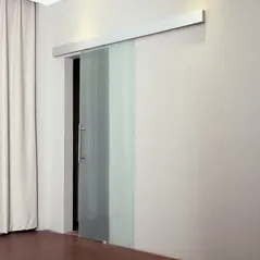 HOMCOM 90cm Modern Sliding Door Set Kit w/ Frosted Glass Door Aluminium Rail Opaque Home Decoration DIY Office Style - 2