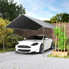 Outsunny 3 x 6m Heavy Duty Carport Garage Car Shelter Galvanized Steel Outdoor Open Canopy Tent Water UV Resistant Waterproof, Grey - 9