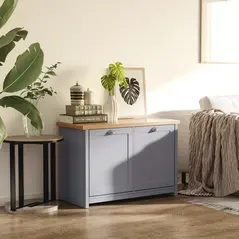 HOMCOM Shoe Cabinet, Modern Shoe Bench with 2 Doors for Hallway, Entryway, Grey - 2