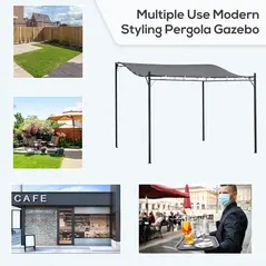 Outsunny 3x3m Metal Pergola with Canopy Garden Awning for Garden Parties, Grey - 6