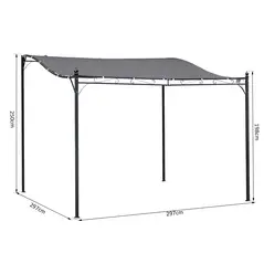 Outsunny 3x3m Metal Pergola with Canopy Garden Awning for Garden Parties, Grey - 3