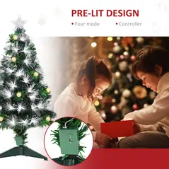 HOMCOM 3ft White Light Artificial Christmas Tree w/ 90 LEDs Star Topper Tri-Base Full Bodied Seasonal Decoration Pre-Lit Home - 6