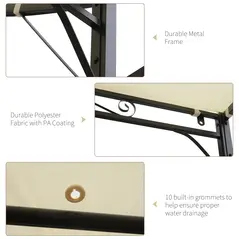 Outsunny 3 x 2.5m Patio Metal Gazebo Door Window Awning Wall Mount Canopy Outdoor Sunshade with Extended Shelter Cream White - 6