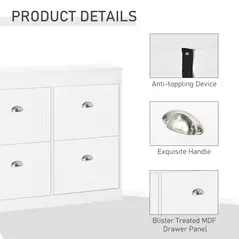 HOMCOM Shoe Cabinet with 4 Flip Drawers Wood Tipping Bucket Narrow Storage Cupboard with Adjustable Shelf Hall Organizer for Entrance Foyer White - 6