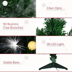 HOMCOM 3ft White Light Artificial Christmas Tree w/ 90 LEDs Star Topper Tri-Base Full Bodied Seasonal Decoration Pre-Lit Home - 8