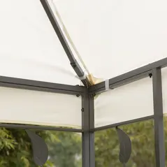 Outsunny 3 x 3m Outdoor Steel Gazebo with 2 Tier Roof, Garden Gazebo Patio Canopy Marquee Shelter with Decorative Steel Frame - Cream - 7