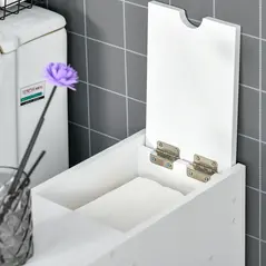 HOMCOM Bathroom Slim Floor Cabinet Narrow Wooden Storage Home Bath Toilet Cupboard Organiser Unit with Drawers White - 8