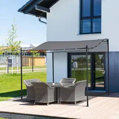 Outsunny 3x3m Metal Pergola with Canopy Garden Awning for Garden Parties, Grey - 2