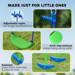 Outsunny Metal Garden Swing Set Height Adjustable Children Outdoor Backyard Play Set for Toddlers Over 3 Years Old, Green - 7