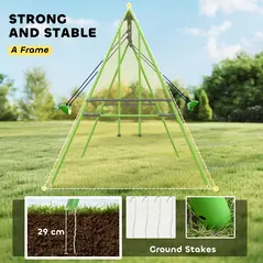 Outsunny Metal Garden Swing Set Height Adjustable Children Outdoor Backyard Play Set for Toddlers Over 3 Years Old, Green - 5