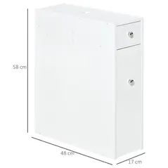 HOMCOM Bathroom Slim Floor Cabinet Narrow Wooden Storage Home Bath Toilet Cupboard Organiser Unit with Drawers White - 3
