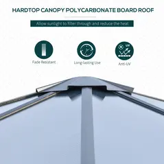 Outsunny 3 x 3(m) Hardtop Gazebo Canopy with Polycarbonate Roof, Aluminium Frame, Permanent Pavilion Garden Gazebo with Netting and Curtains for Patio, Deck, Dark Grey - 4