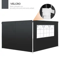 Outsunny 3 Meters Gazebo Replaceable Exchangeable Side Panel Wall Panels Walls With Window, Black - 6