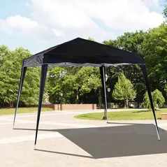 Outsunny 3 M x 3 M Base/ 2.5 M x 2.5 M Top Pop Up Gazebo with Carry Bag, Height Adjustable Slant Leg Party Tent Instant Event Shelter for Garden, Patio, Black - 2