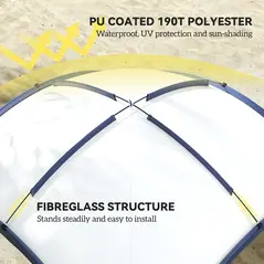 Outsunny Gazebo Party Tent, 3.5x3.5m-Cream/Blue - 7