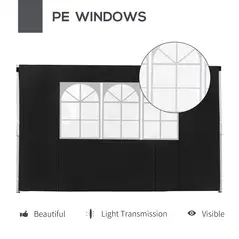 Outsunny 3 Meters Gazebo Replaceable Exchangeable Side Panel Wall Panels Walls With Window, Black - 5