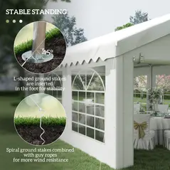 Outsunny 6m x 4m Heavy Duty Garden Gazebo for Parties, Wedding and Events, White - 7