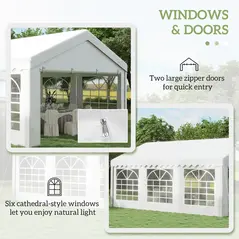 Outsunny 6m x 4m Heavy Duty Garden Gazebo for Parties, Wedding and Events, White - 6