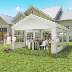 Outsunny 6m x 4m Heavy Duty Garden Gazebo for Parties, Wedding and Events, White - 9