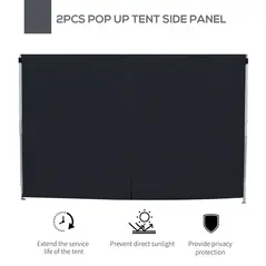 Outsunny 3 Meters Gazebo Replaceable Exchangeable Side Panel Wall Panels Walls With Window, Black - 4