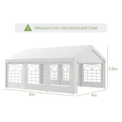 Outsunny 6m x 4m Heavy Duty Garden Gazebo for Parties, Wedding and Events, White - 4