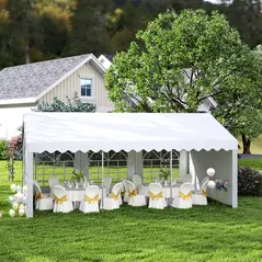 Outsunny 6m x 4m Heavy Duty Garden Gazebo for Parties, Wedding and Events, White - 2
