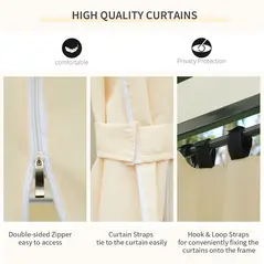 Outsunny 4m x 3(m)Garden Gazebo, Double Roof Outdoor Gazebo Canopy Shelter with Curtains, Solid Steel Frame for Lawn and Deck, Beige - 4