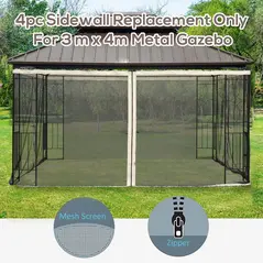 Outsunny 352 x 207cm Universal Replacement Mesh Sidewall Netting for Patio Gazebos and Canopy Tents, (Sidewall Only) Beige - 4