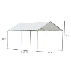 Outsunny 3 x 6m Heavy Duty Carport Garage Car Shelter Galvanized Steel Outdoor Open Canopy Tent Water UV Resistant Waterproof, White - 3