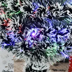 HOMCOM 3ft Artificial Prelit Christmas Tree, Snow Xmas Tree with Colourful LED Lighting Fiber Optics, Green White - 9