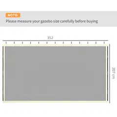 Outsunny 352 x 207cm Universal Replacement Mesh Sidewall Netting for Patio Gazebos and Canopy Tents, (Sidewall Only) Beige - 3