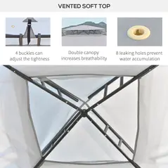Outsunny 3 x 3 m Metal Gazebo, Garden Pavillion, Double Roof Outdoor Canopy Shelter with Mesh Sidewalls, Grey - 5