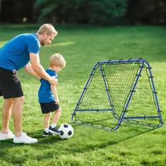 HOMCOM Double Sided Football Rebounder Net, Football Rebound Goal with Five Adjustable Angles, Blue - 9