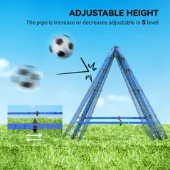 HOMCOM Double Sided Football Rebounder Net, Football Rebound Goal with Five Adjustable Angles, Blue - 4