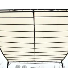 Outsunny 3x3 m Wall Mounted Garden Porch-Black/Cream White - 8