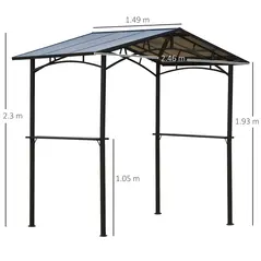 Outsunny 8ft x 5ft Outdoor BBQ Protective Gazebo Tent Aluminium Steel Frame w/ 2 Shelves Hardtop Roof Canopy Ground Stakes Safe Cooking - 3