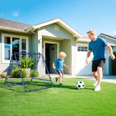 HOMCOM Double Sided Football Rebounder Net, Football Rebound Goal with Five Adjustable Angles, Blue - 2
