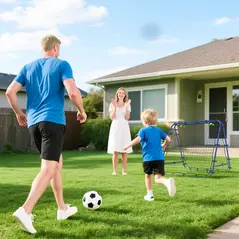 HOMCOM Double Sided Football Rebounder Net, Football Rebound Goal with Five Adjustable Angles, Blue - 8