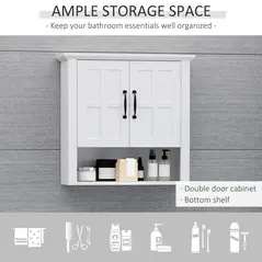 HOMCOM Bathroom Wall Cabinet, Medicine Cabinet, Kitchen Cupboard with 2 Doors and Adjustable Shelf, White - 4